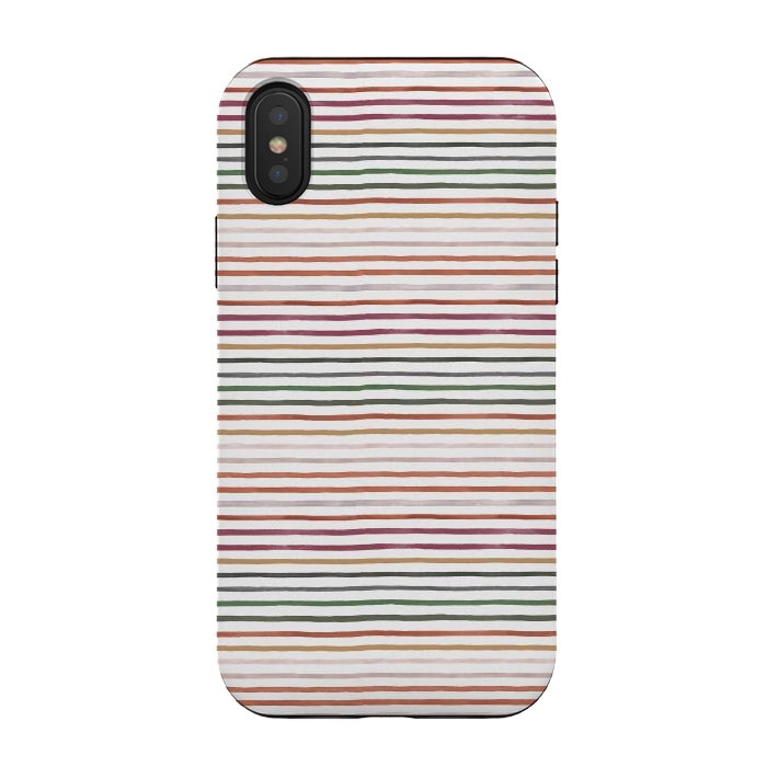 iPhone Xs / X StrongFit Marker Stripes and Lines Orange Green by Ninola Design
