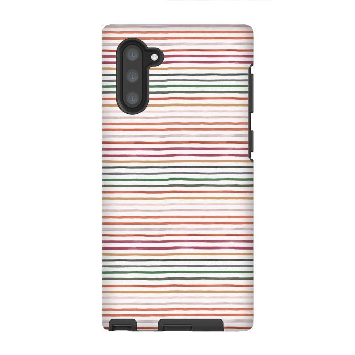 Galaxy Note 10 StrongFit Marker Stripes and Lines Orange Green by Ninola Design