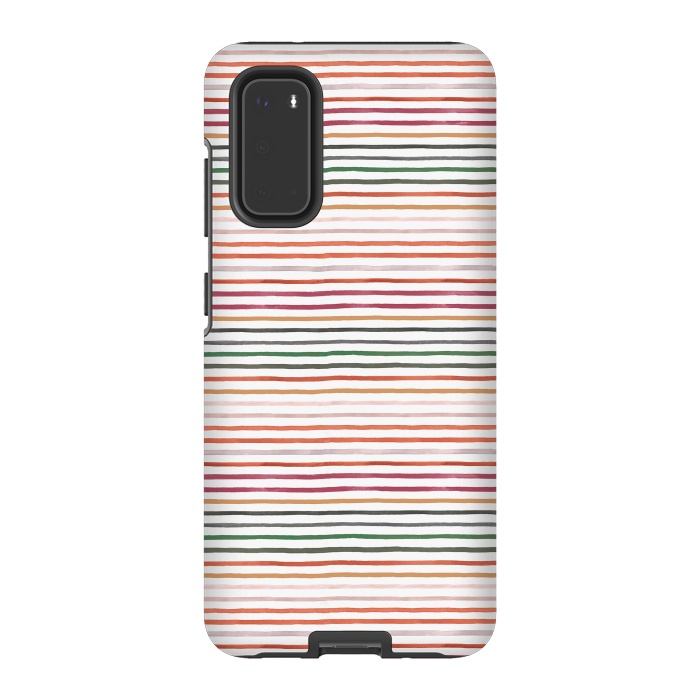 Galaxy S20 StrongFit Marker Stripes and Lines Orange Green by Ninola Design