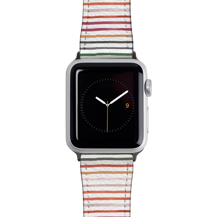 Watch 38mm / 40mm Strap PU leather Marker Stripes and Lines Orange Green by Ninola Design
