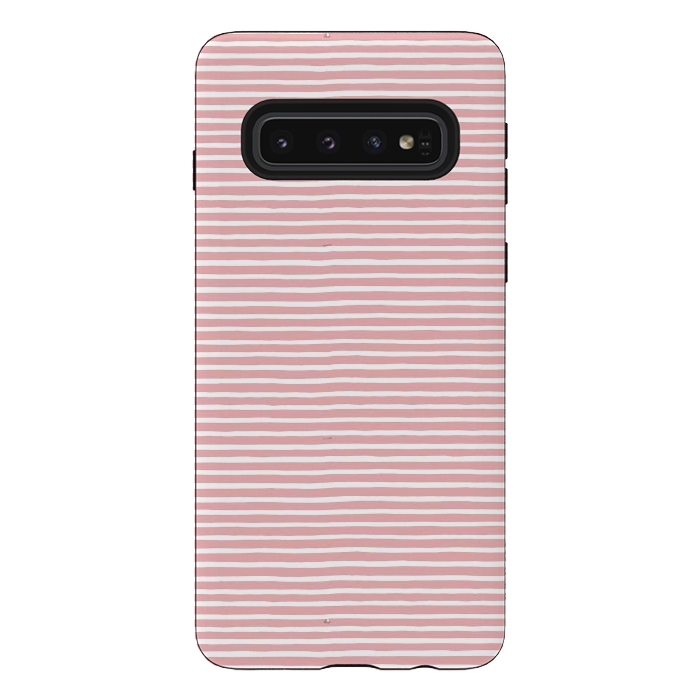 Galaxy S10 StrongFit Pink Gum Lines and Stripes by Ninola Design
