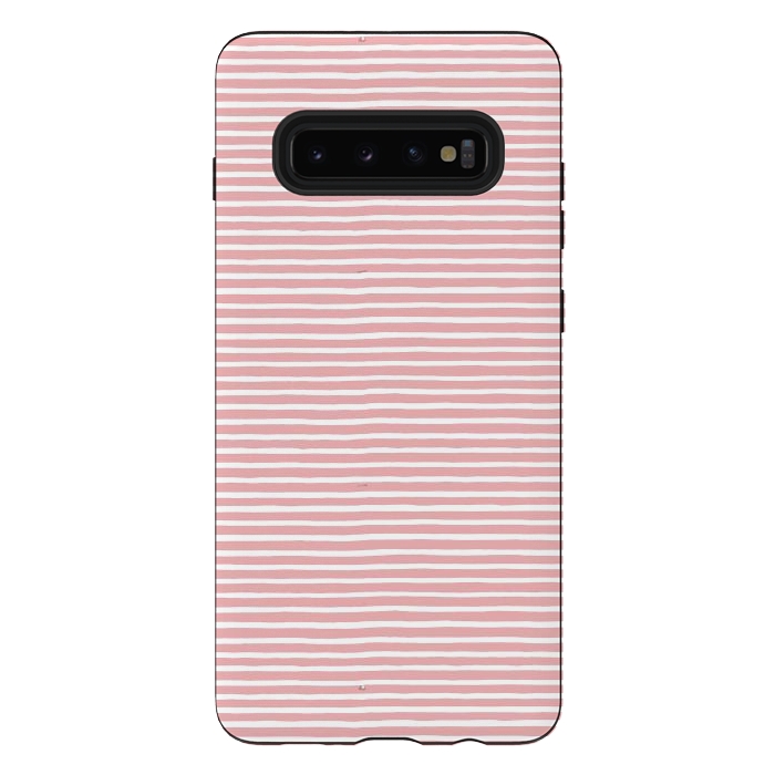 Galaxy S10 plus StrongFit Pink Gum Lines and Stripes by Ninola Design