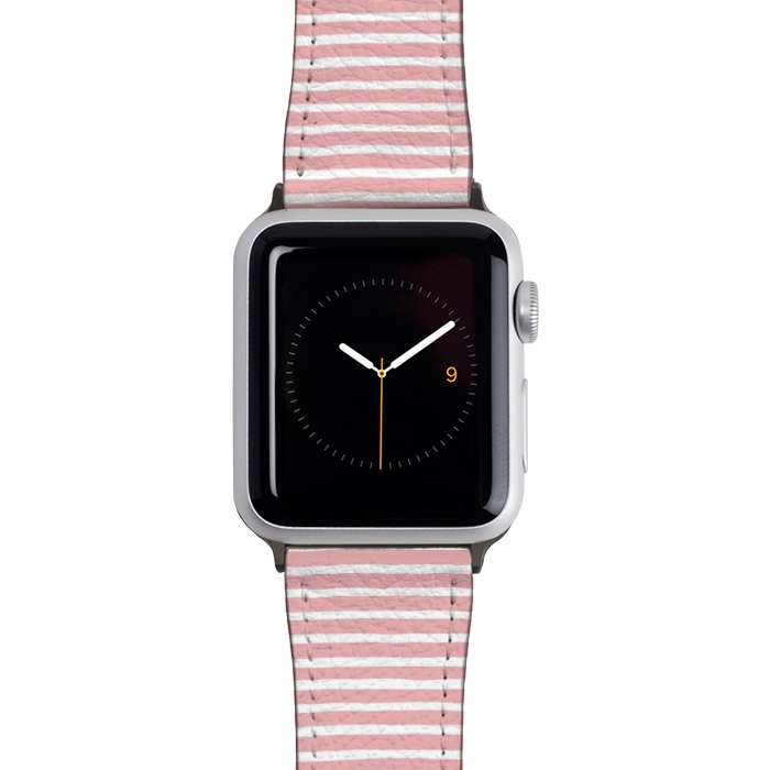 Watch 42mm / 44mm Strap PU leather Pink Gum Lines and Stripes by Ninola Design