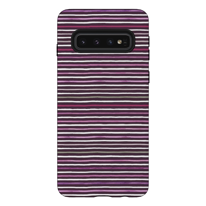 Galaxy S10 StrongFit Marker Stripes Lines Purple Dark Pink by Ninola Design
