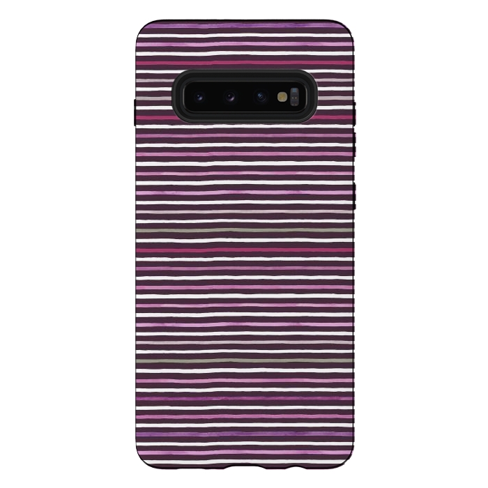 Galaxy S10 plus StrongFit Marker Stripes Lines Purple Dark Pink by Ninola Design