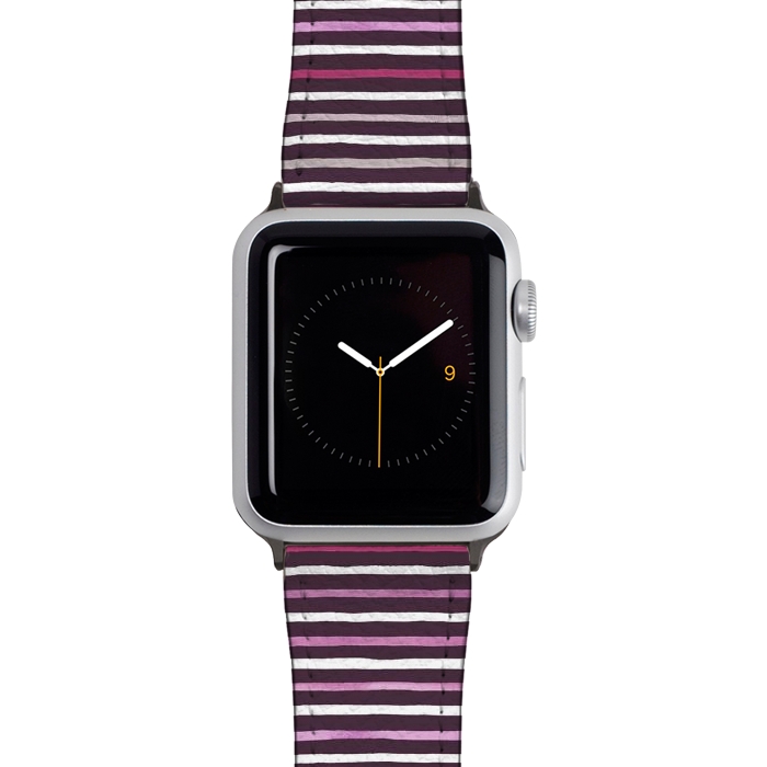 Watch 38mm / 40mm Strap PU leather Marker Stripes Lines Purple Dark Pink by Ninola Design