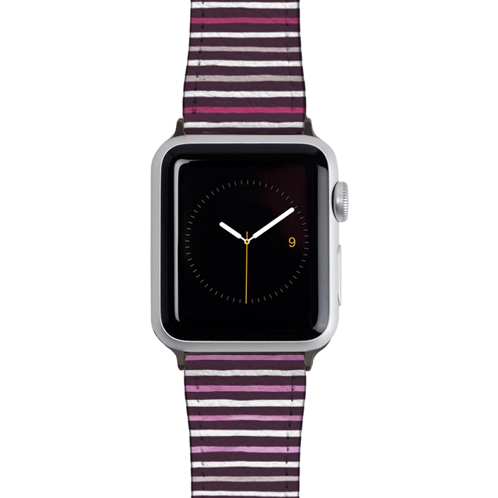Watch 42mm / 44mm Strap PU leather Marker Stripes Lines Purple Dark Pink by Ninola Design