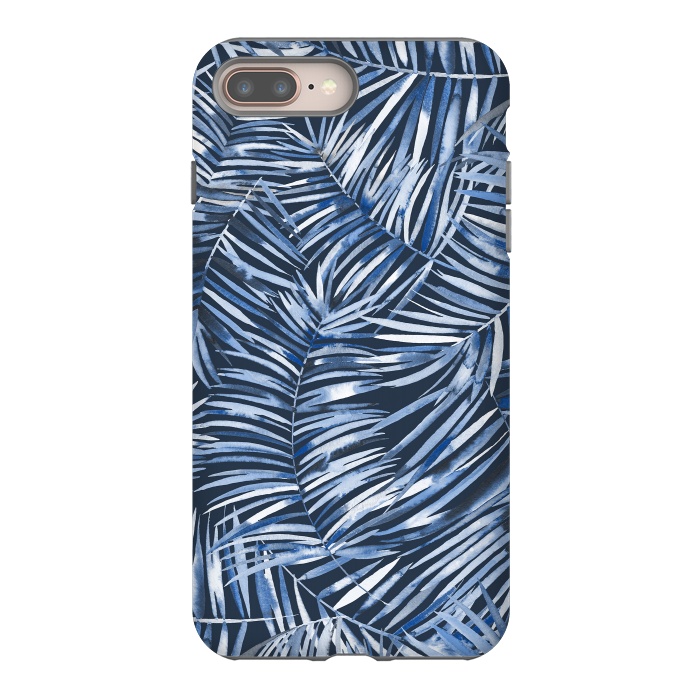 iPhone 7 plus StrongFit Tropical Palms Blue Navy Night by Ninola Design