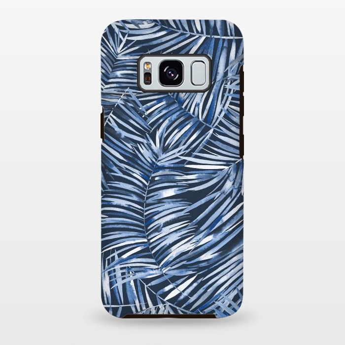 Galaxy S8 plus StrongFit Tropical Palms Blue Navy Night by Ninola Design