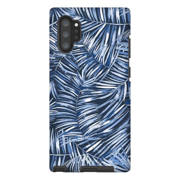 Galaxy Note 10 plus StrongFit Tropical Palms Blue Navy Night by Ninola Design