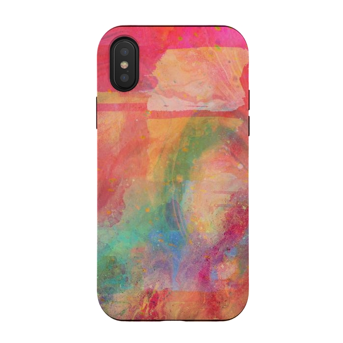 iPhone Xs / X StrongFit Peach pink abstract watercolour design by Josie