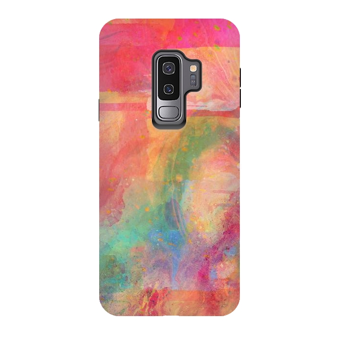Galaxy S9 plus StrongFit Peach pink abstract watercolour design by Josie