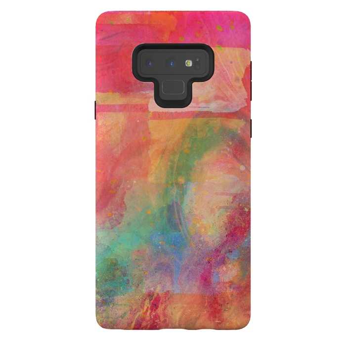 Galaxy Note 9 StrongFit Peach pink abstract watercolour design by Josie