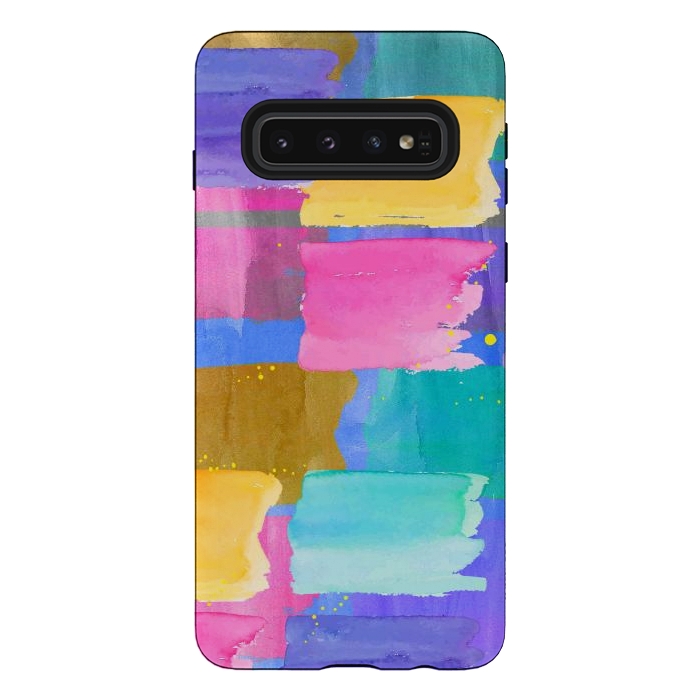 Galaxy S10 StrongFit Blue watercolor painting abstract design by Josie