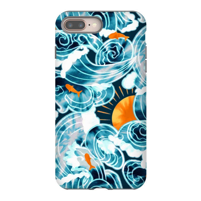 iPhone 7 plus StrongFit Ocean 'Tide' Dye - Orange & Teal by Tigatiga