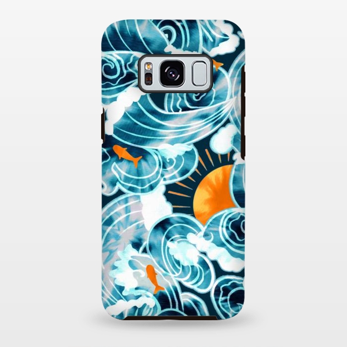 Galaxy S8 plus StrongFit Ocean 'Tide' Dye - Orange & Teal by Tigatiga