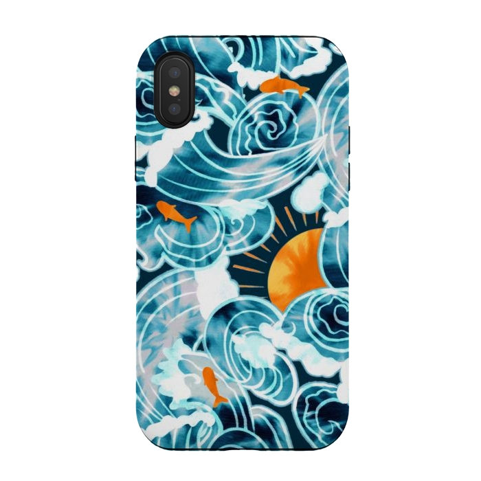 iPhone Xs / X StrongFit Ocean 'Tide' Dye - Orange & Teal by Tigatiga
