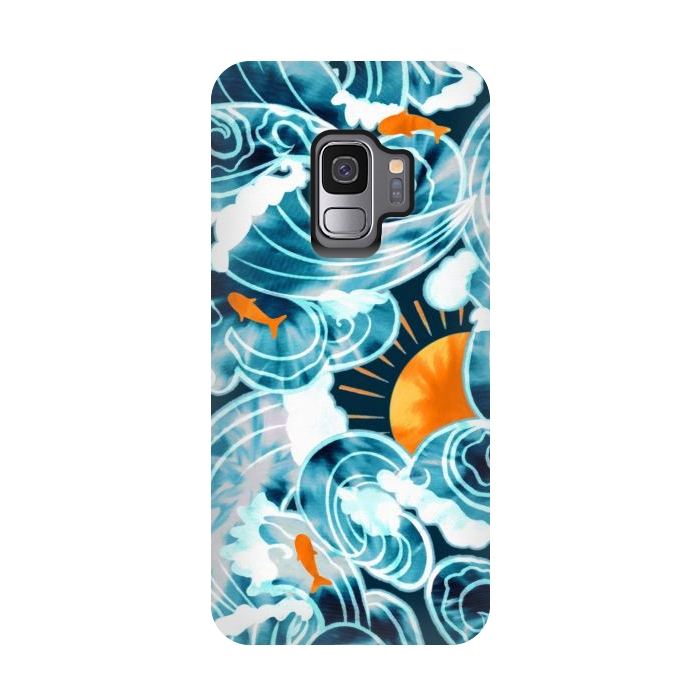 Galaxy S9 StrongFit Ocean 'Tide' Dye - Orange & Teal by Tigatiga