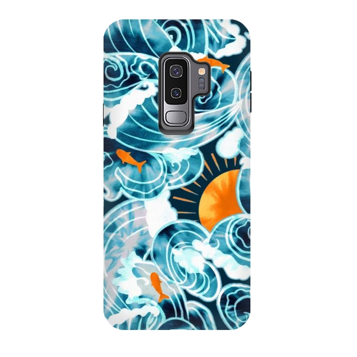Galaxy S9 plus StrongFit Ocean 'Tide' Dye - Orange & Teal by Tigatiga