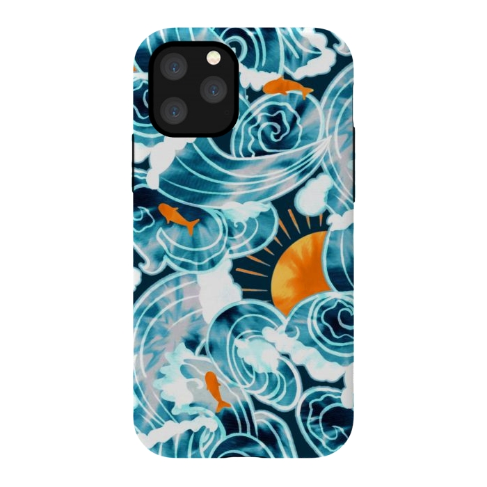 iPhone 11 Pro StrongFit Ocean 'Tide' Dye - Orange & Teal by Tigatiga
