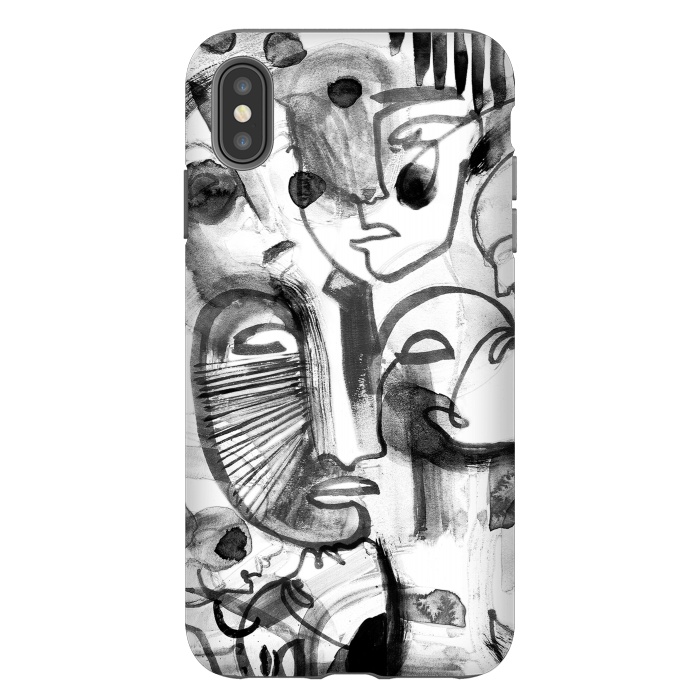 iPhone Xs Max StrongFit Tribal brush strokes line art portraits by Oana 