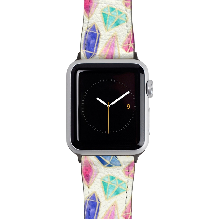Watch 42mm / 44mm Strap PU leather Watercolour Gems Intense by Tangerine-Tane