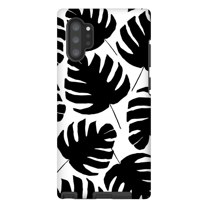 Galaxy Note 10 plus StrongFit Black & White Monstera by Amaya Brydon
