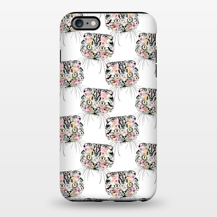 iPhone 6/6s plus StrongFit Cute Pink Cat & watercolor flowers Animal Pattern by InovArts