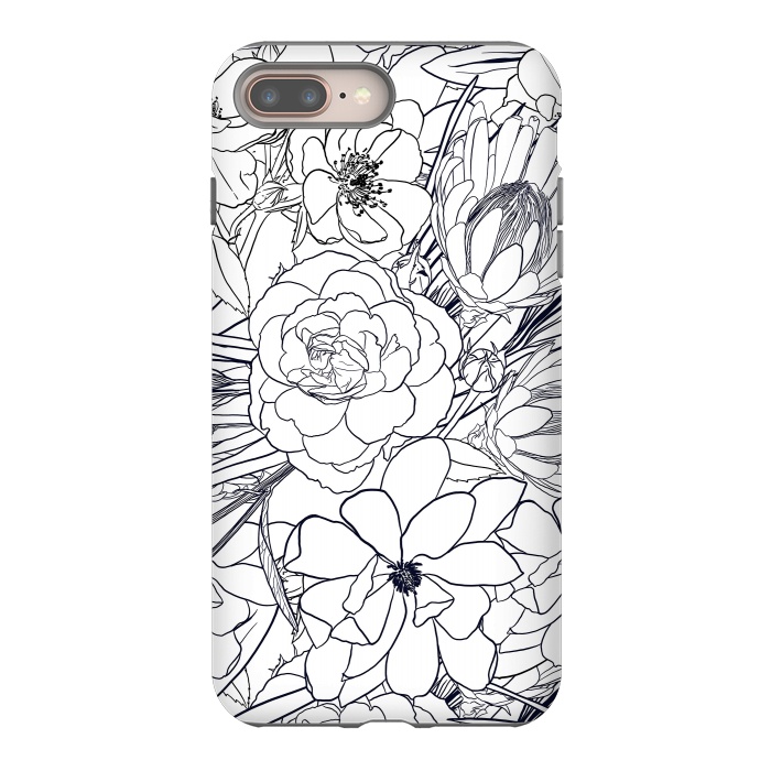 iPhone 7 plus StrongFit Modern Line Art Hand Drawn Floral Girly Design by InovArts