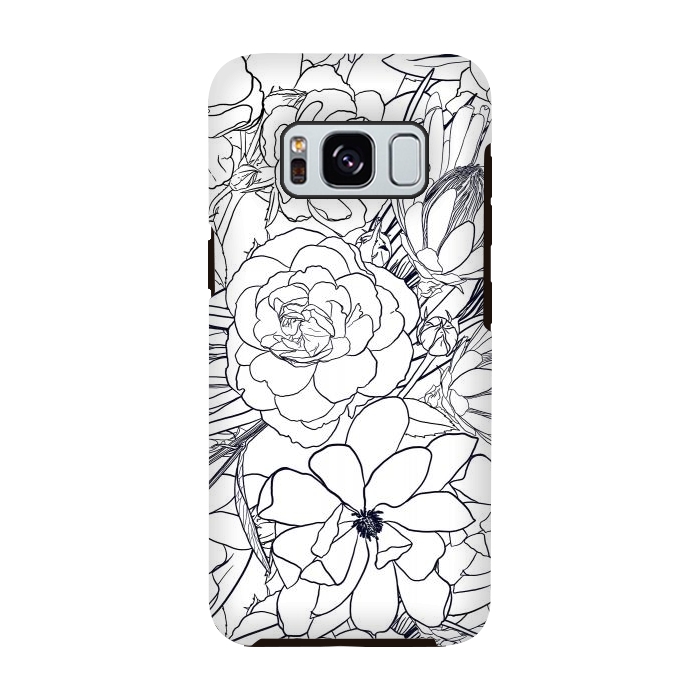 Galaxy S8 StrongFit Modern Line Art Hand Drawn Floral Girly Design by InovArts