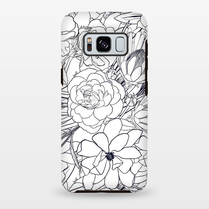 Galaxy S8 plus StrongFit Modern Line Art Hand Drawn Floral Girly Design by InovArts