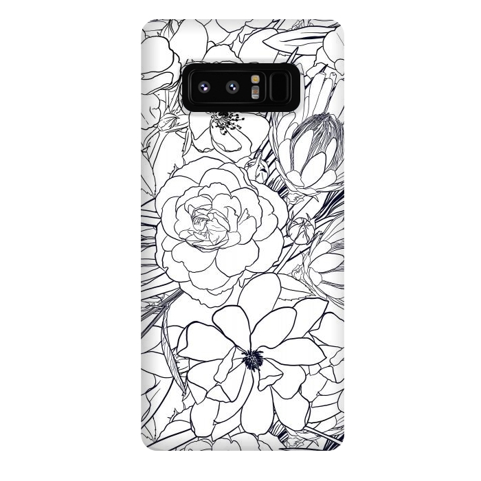 Galaxy Note 8 StrongFit Modern Line Art Hand Drawn Floral Girly Design by InovArts