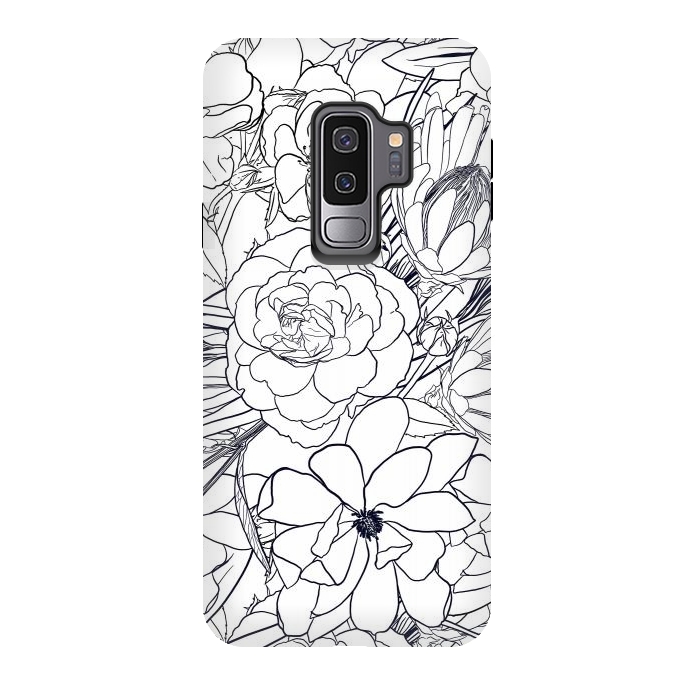 Galaxy S9 plus StrongFit Modern Line Art Hand Drawn Floral Girly Design by InovArts
