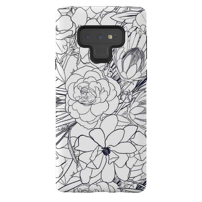Galaxy Note 9 StrongFit Modern Line Art Hand Drawn Floral Girly Design by InovArts