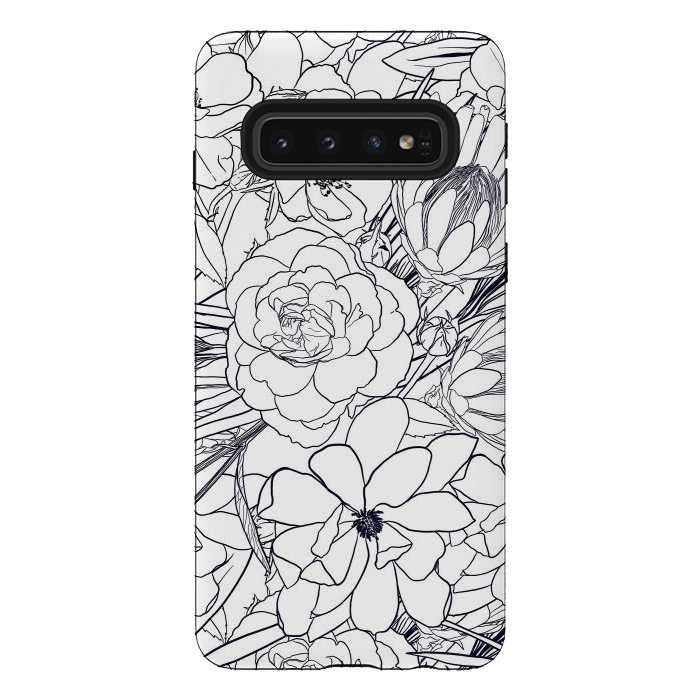 Galaxy S10 StrongFit Modern Line Art Hand Drawn Floral Girly Design by InovArts