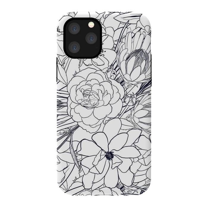 iPhone 11 Pro StrongFit Modern Line Art Hand Drawn Floral Girly Design by InovArts
