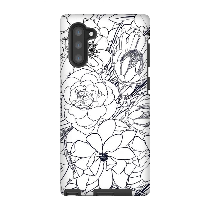 Galaxy Note 10 StrongFit Modern Line Art Hand Drawn Floral Girly Design by InovArts