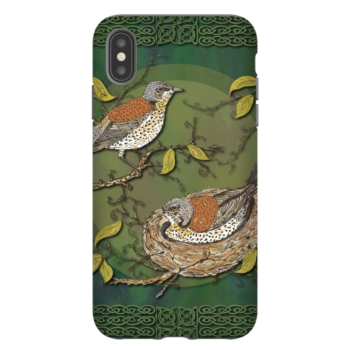 iPhone Xs Max StrongFit Nesting Birds Fieldfares by Lotti Brown