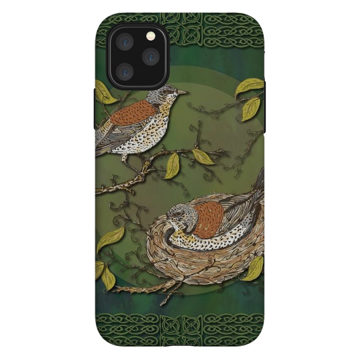 iPhone 11 Pro Max StrongFit Nesting Birds Fieldfares by Lotti Brown