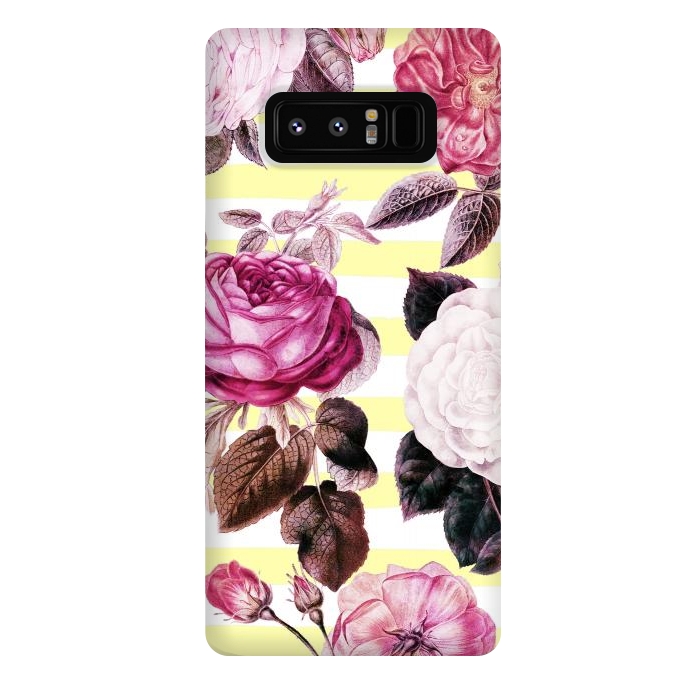 Galaxy Note 8 StrongFit Vintage romantic roses and bright yellow stripes by Oana 