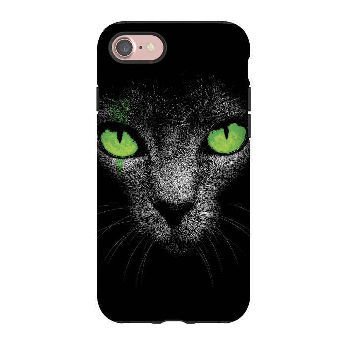 iPhone 7 StrongFit Black Cat with Green Eyes by Sitchko