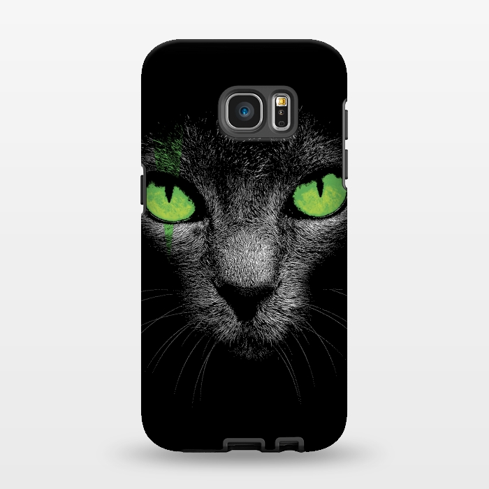 Galaxy S7 EDGE StrongFit Black Cat with Green Eyes by Sitchko