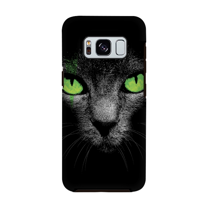 Galaxy S8 StrongFit Black Cat with Green Eyes by Sitchko