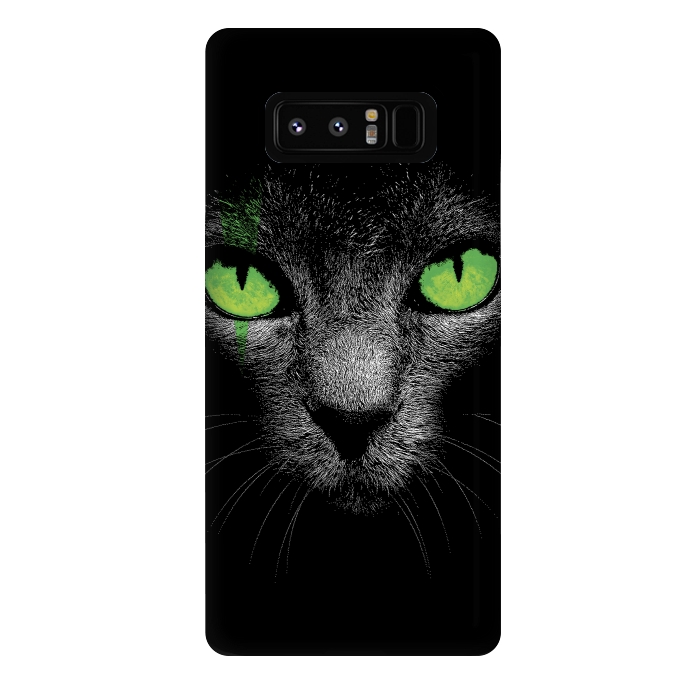 Galaxy Note 8 StrongFit Black Cat with Green Eyes by Sitchko