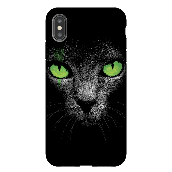 iPhone Xs Max StrongFit Black Cat with Green Eyes by Sitchko