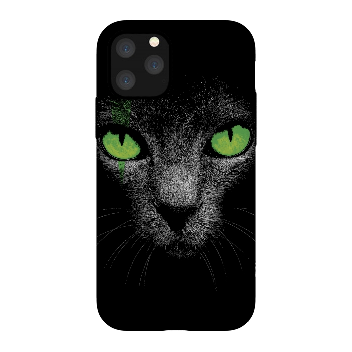 iPhone 11 Pro StrongFit Black Cat with Green Eyes by Sitchko