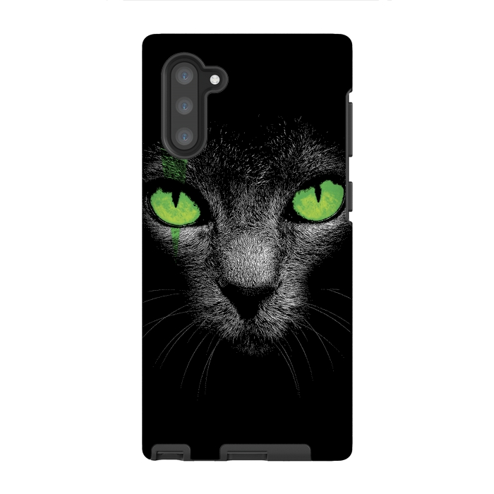 Galaxy Note 10 StrongFit Black Cat with Green Eyes by Sitchko
