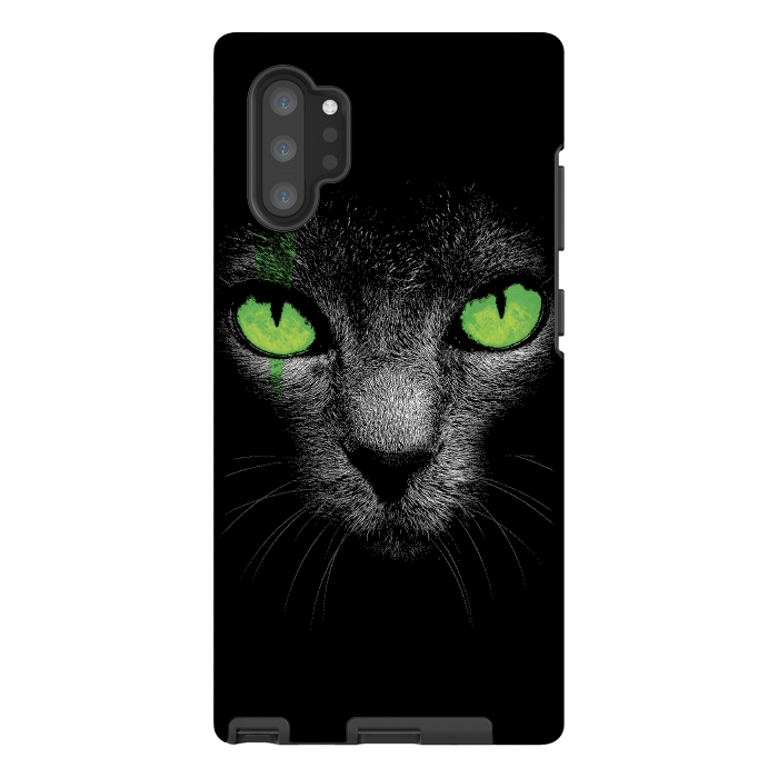 Galaxy Note 10 plus StrongFit Black Cat with Green Eyes by Sitchko