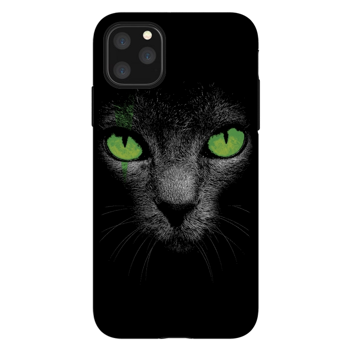 iPhone 11 Pro Max StrongFit Black Cat with Green Eyes by Sitchko