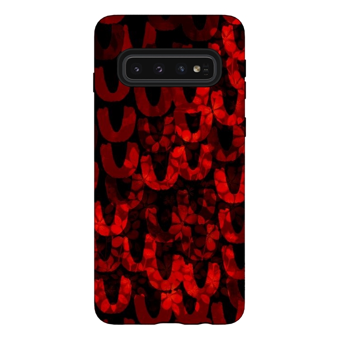 Galaxy S10 StrongFit Red and black patterns by Josie
